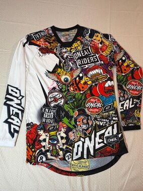 O’Neal Riders Jersey Mens Medium Graphic Moto BMX Racing Shirt Streetwear Y2K